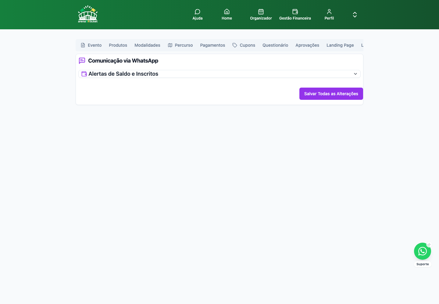Configurar Evento → WhatsApp
