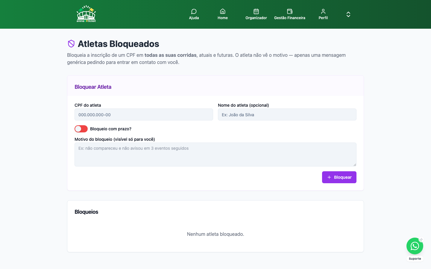 Atletas Bloqueados