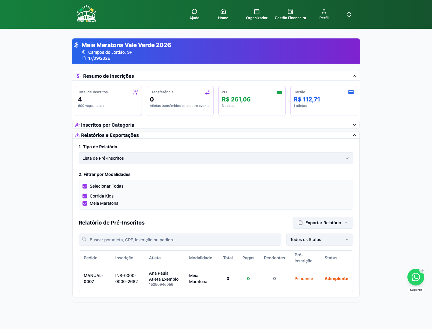 Relatório: Lista de Pré-Inscritos