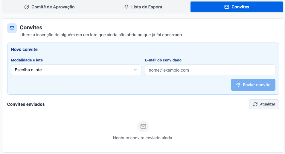 Aprovações → Convites