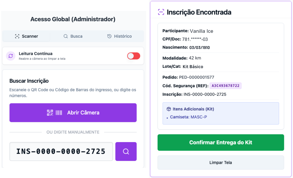 Scanner de Retirada de Kit